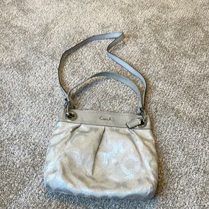 Cream and silver coach crossbody/shoulder bag
